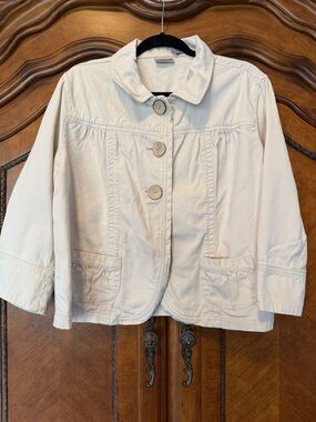 Chico's Cream Button-Front Jacket chicos sz 3